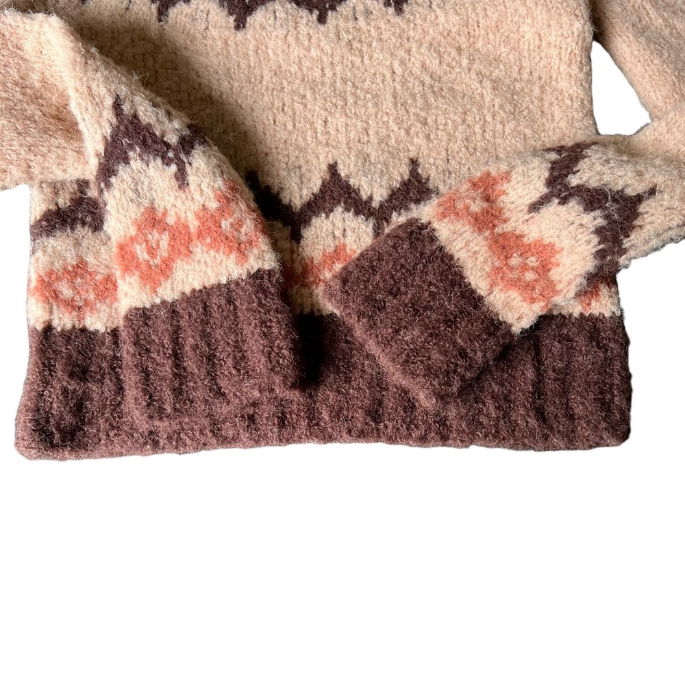 SMYTHE Lopi Fair Isle Alpaca Blend Sweater Apricot Fair Isle NWT Women's Small - Picture 4 of 10